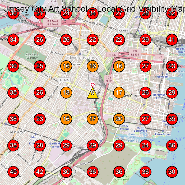 Jersey City Art School GeoGrid visibility map for Aikido School in Jersey City